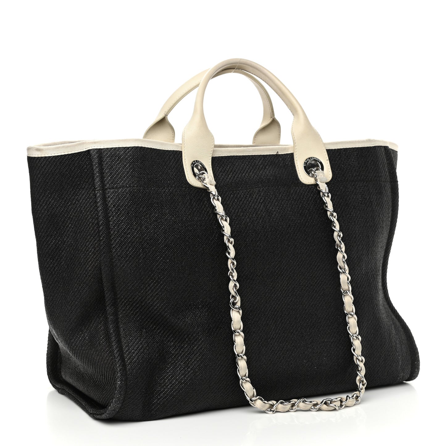 Canvas Medium Deauville Tote Black White