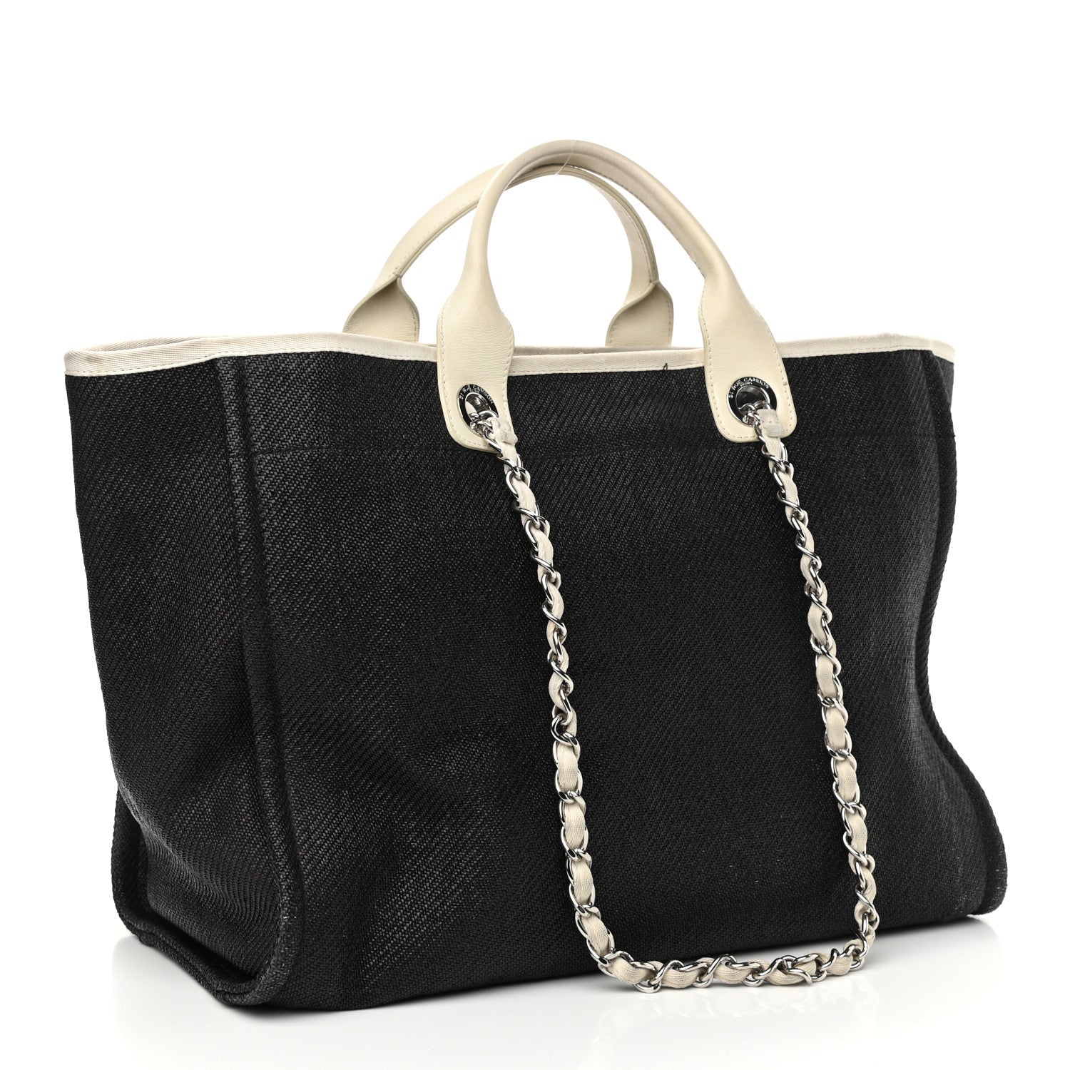 Chanel Canvas Medium Deauville Tote Black White 2 of 12