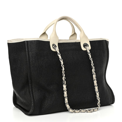 Chanel Canvas Medium Deauville Tote Black White 2 of 12