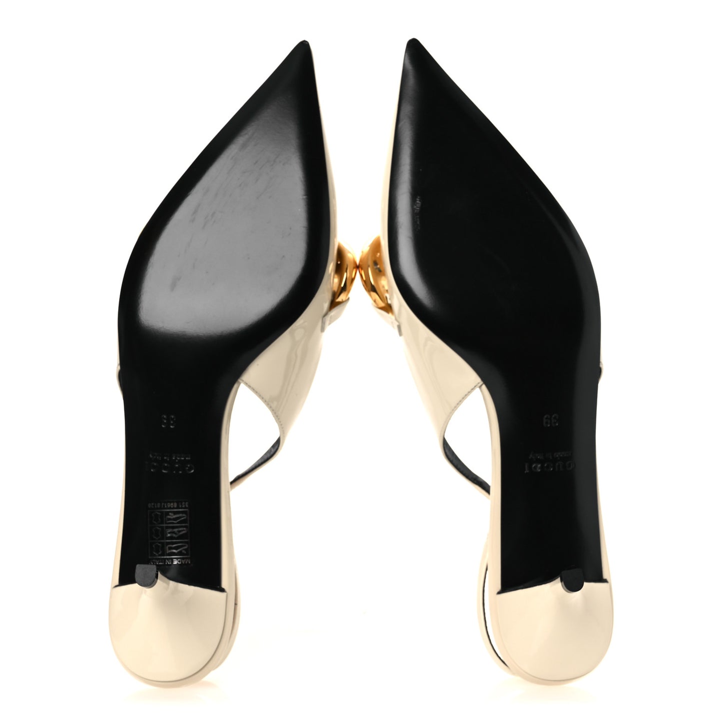 Vernice Crystal Nappa Charlotte Marina Slingback Pumps 39 New Ivoir