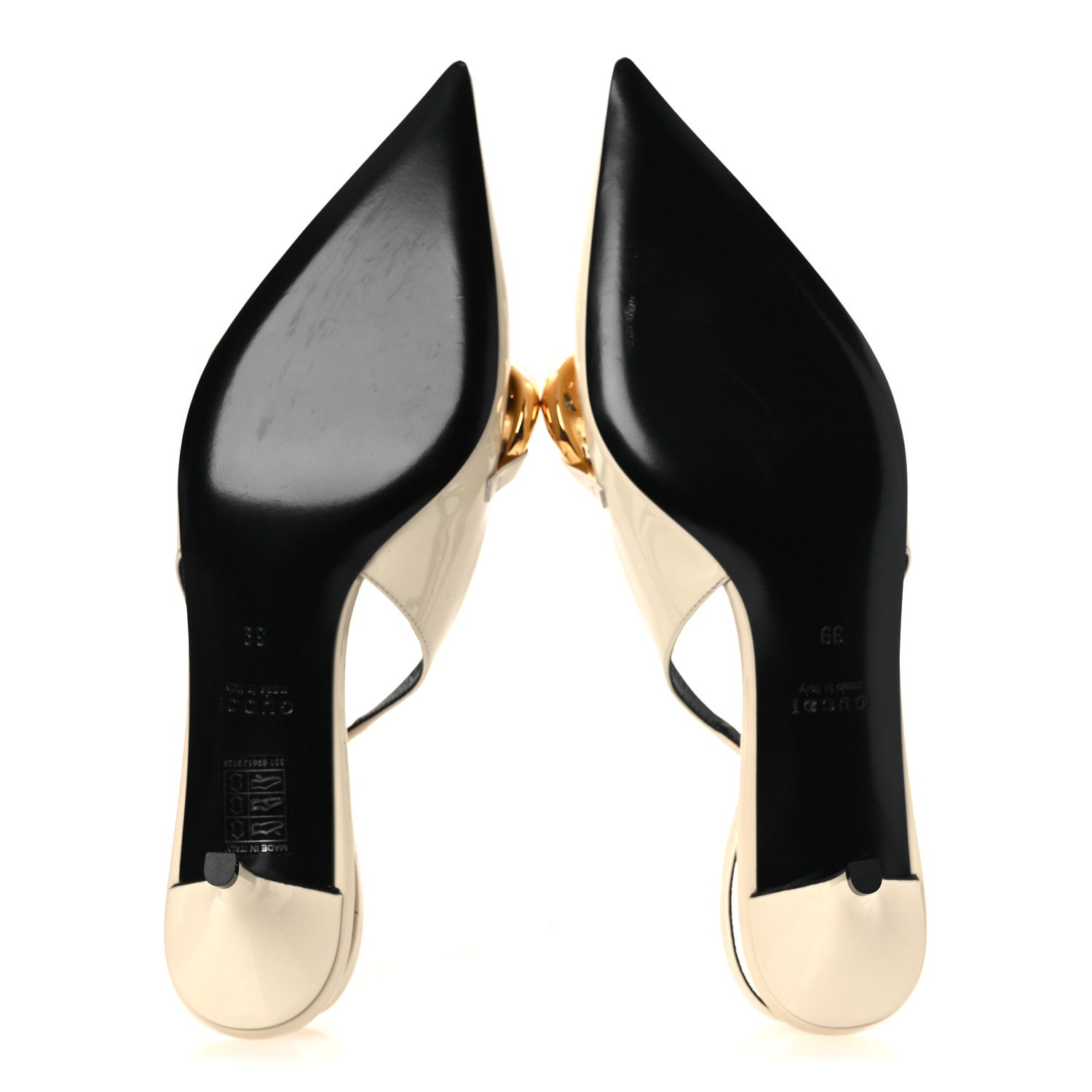 Gucci Vernice Crystal Nappa Charlotte Marina Slingback Pumps 39 New Ivoir 7 of 12