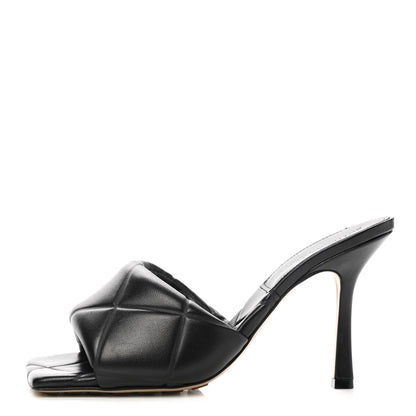 Bottega Veneta Nappa Quilted Rubber Lido Mule Sandals 38 Black 1 of 8