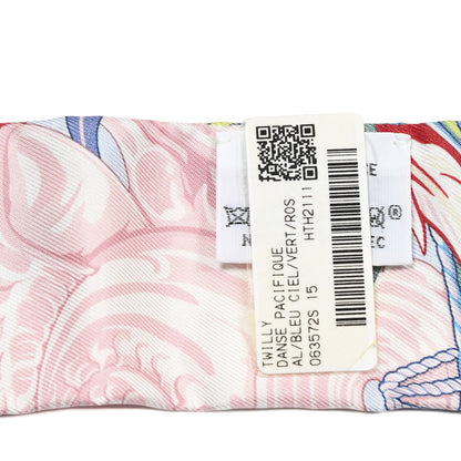 Hermes Silk La Danse Pacifique Twilly Bleu Ciel Vert Rose 3 of 4