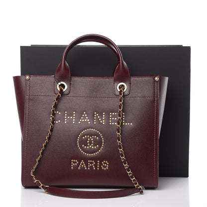 Chanel Caviar Small Studded Deauville Tote Burgundy 11 of 11
