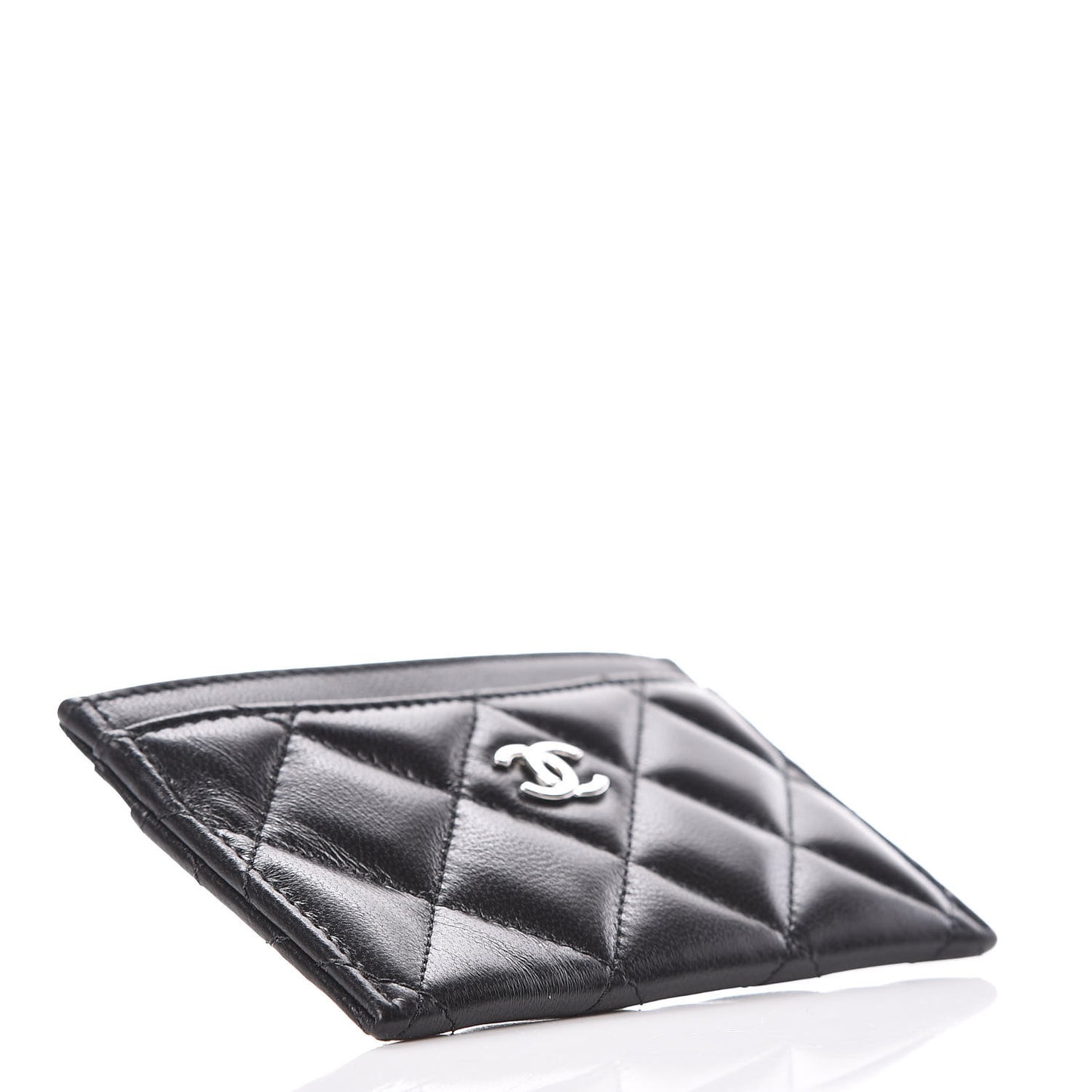 Lambskin Quilted Card Holder Black