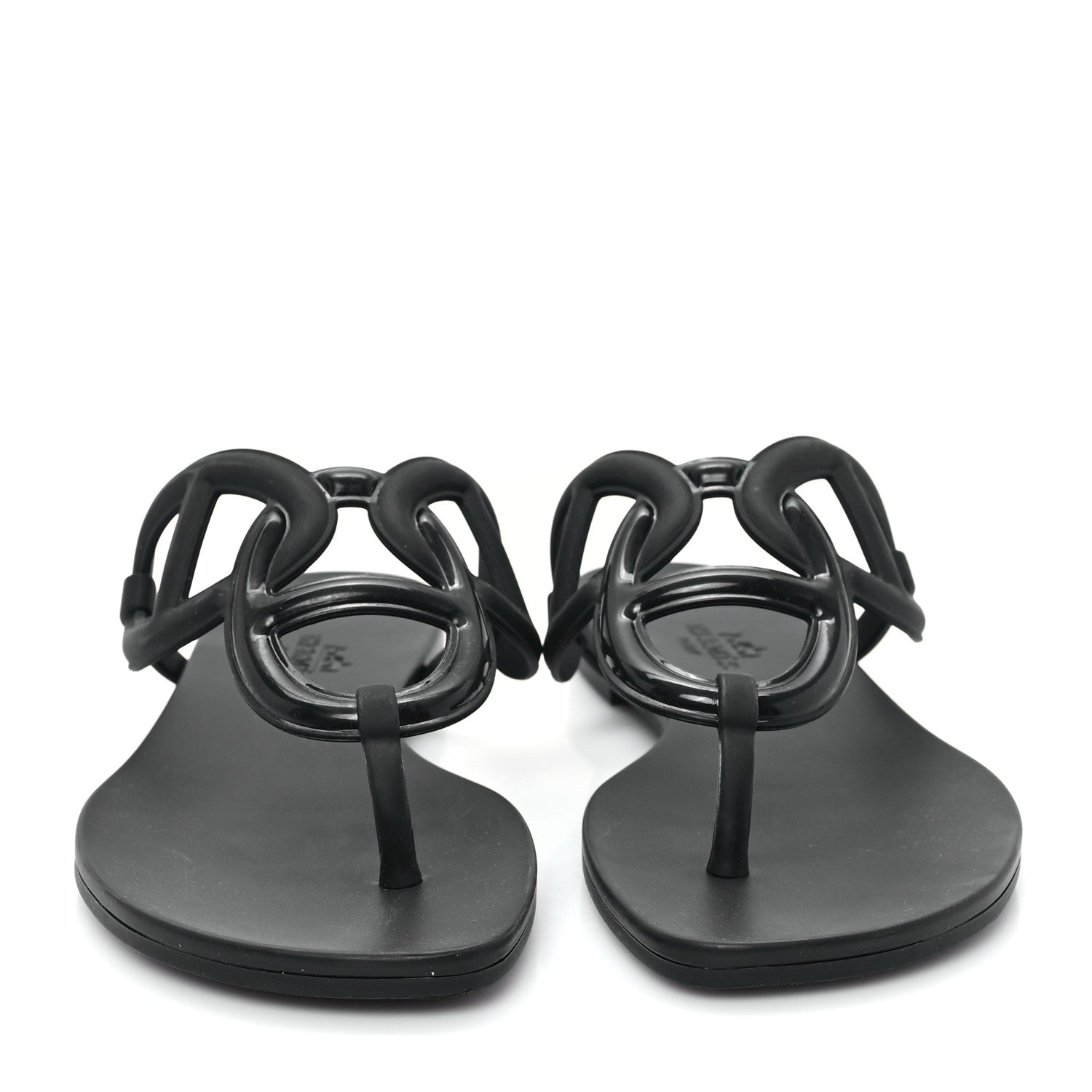 Hermes Rubber Womens Egerie Sandals 35 Black 3 of 10