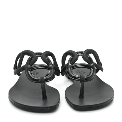 Hermes Rubber Womens Egerie Sandals 35 Black 3 of 10
