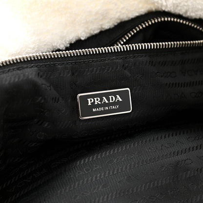 Prada Terry Cloth Tote Bag White Black 6 of 12