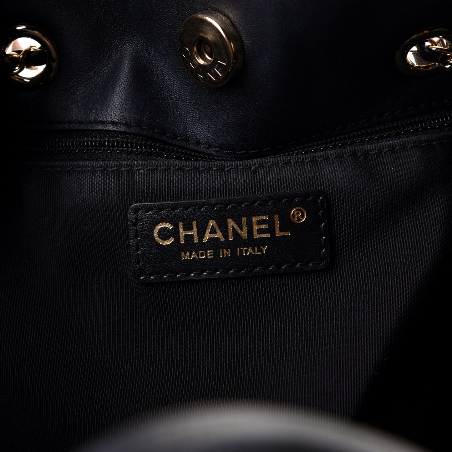 Lambskin Quilted CC Dweller Drawstring Tote Black
