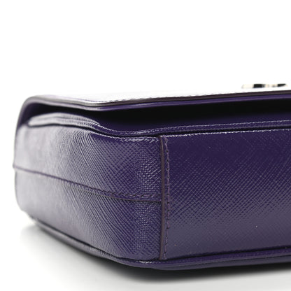 Prada Saffiano Vernice Flap Chain Crossbody Bag Viola 5 of 9