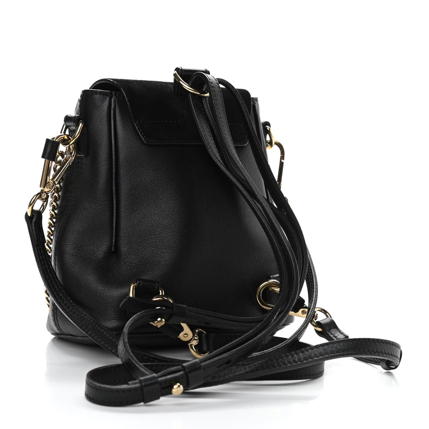 Suede Calfskin Mini Faye Backpack Black