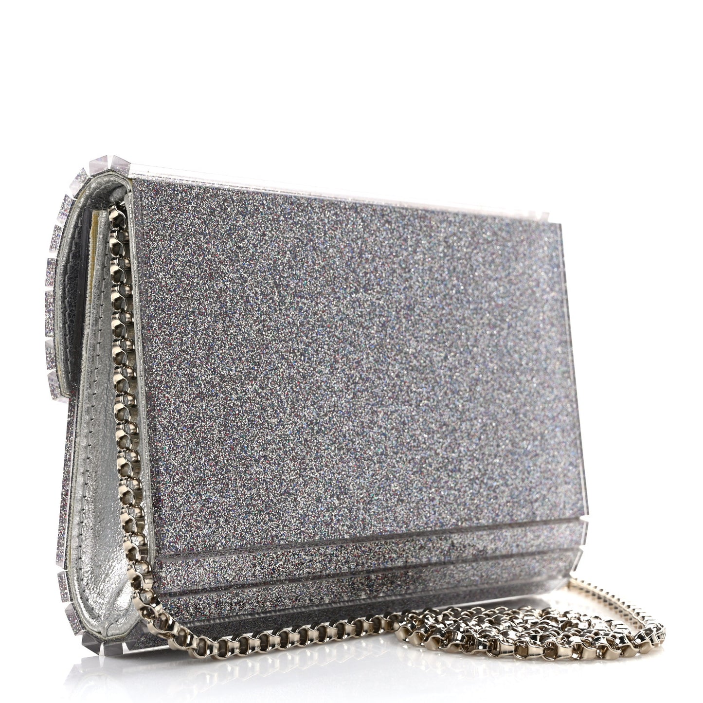 Acrylic Glitter Micro Candy Clutch Silver