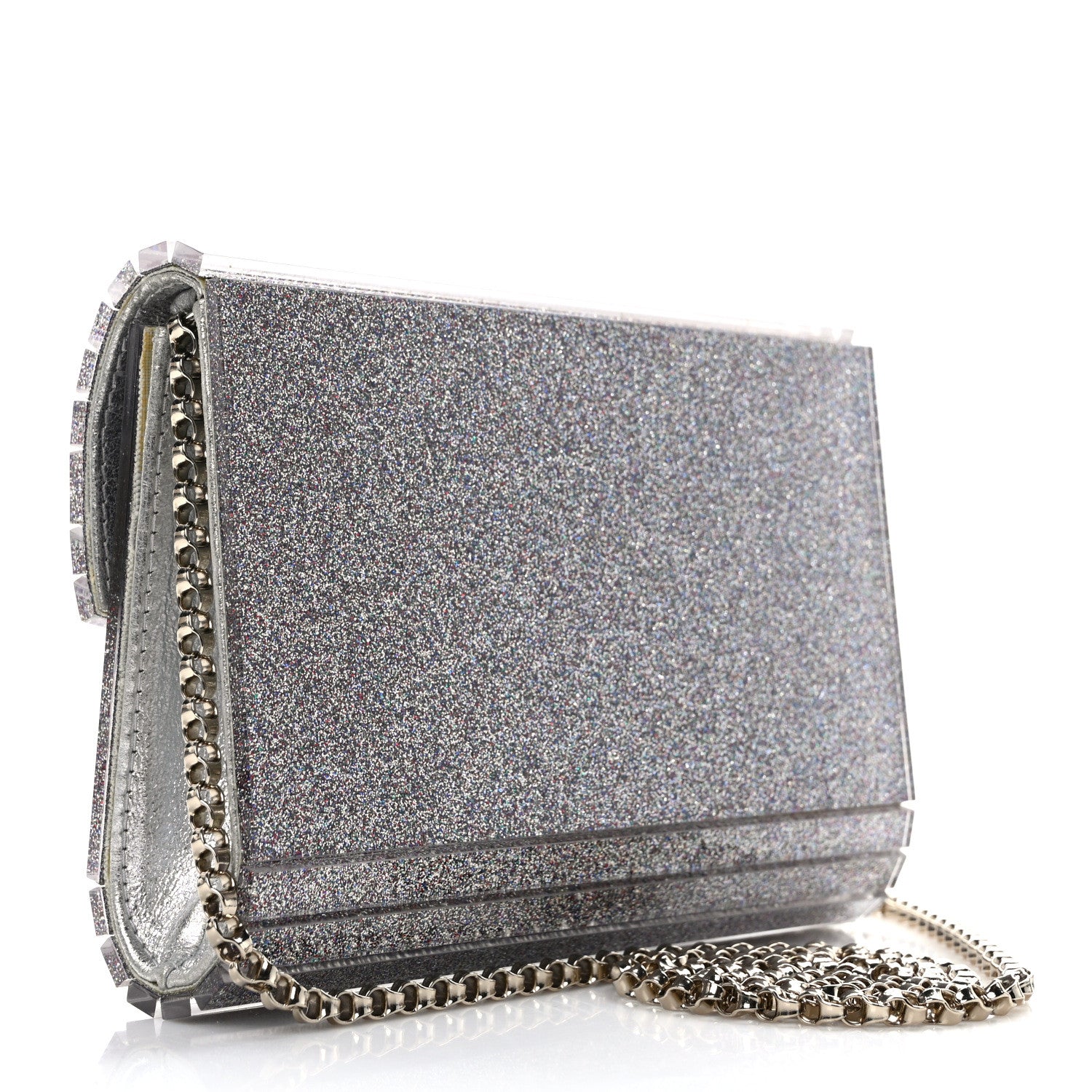 Jimmy Choo Acrylic Glitter Micro Candy Clutch Silver 3 of 11