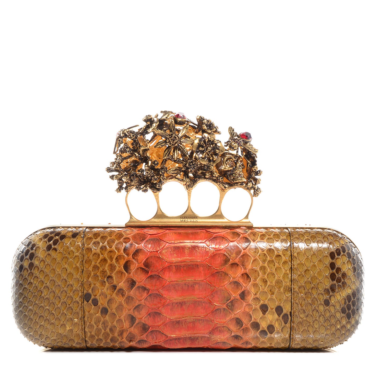 Python Knuckle Box Clutch Brown