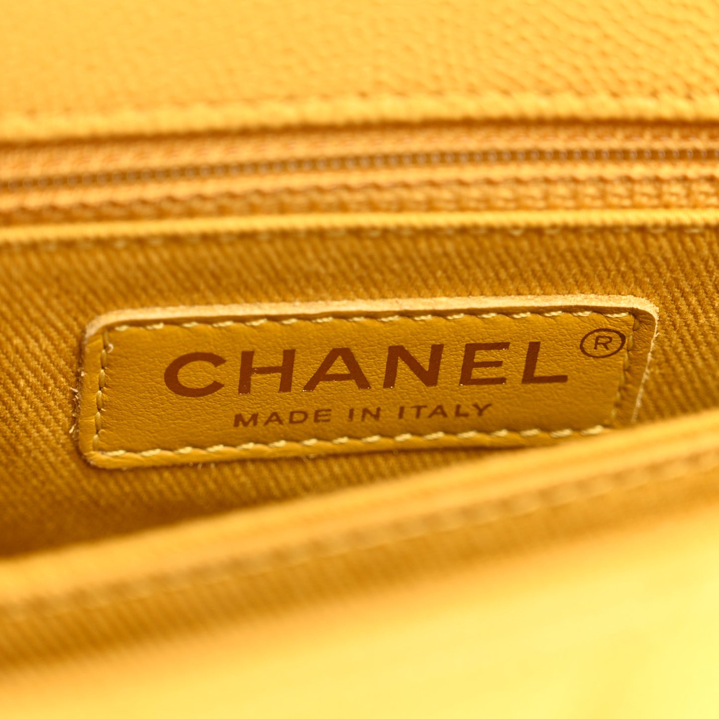 Caviar Chevron Quilted Mini Coco Handle Flap Yellow