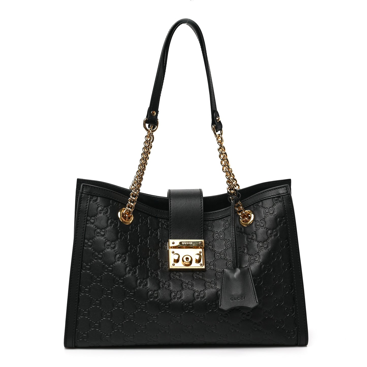 Guccissima Medium Padlock Tote Black