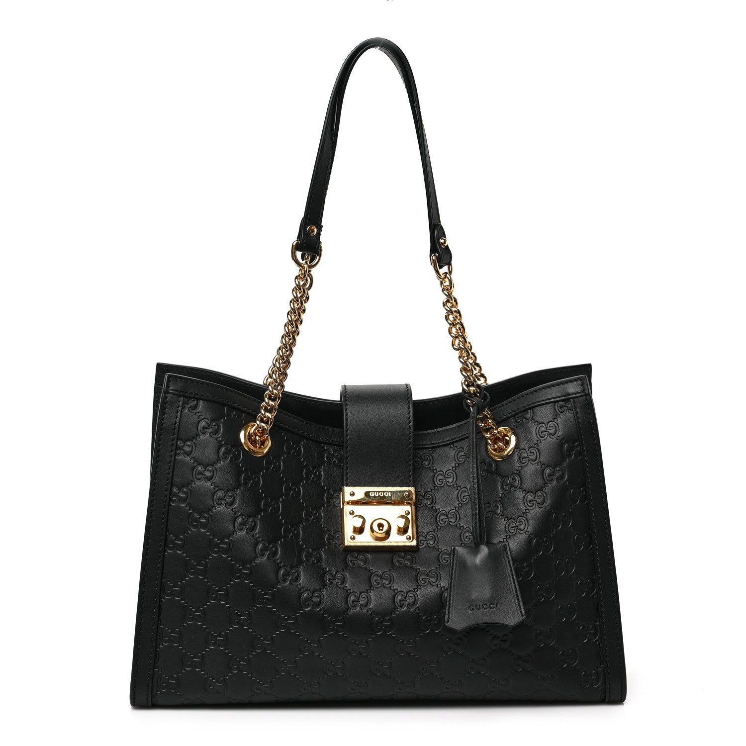 Gucci Guccissima Medium Padlock Tote Black 1 of 8