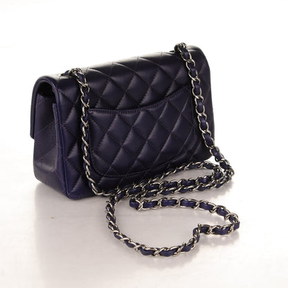 Chanel Lambskin Quilted Mini Rectangular Flap Dark Purple 3 of 7