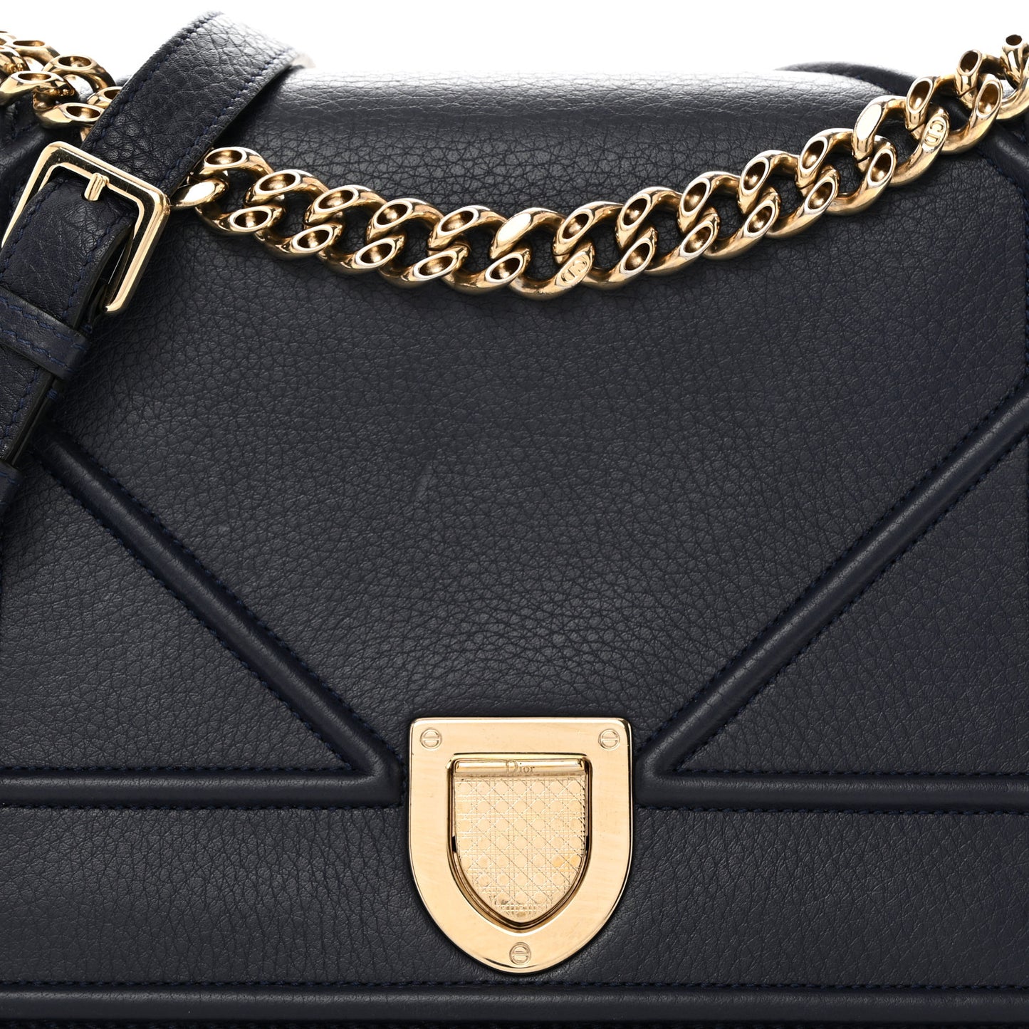 Grained Calfskin Medium Diorama Flap Bag Indigo Blue