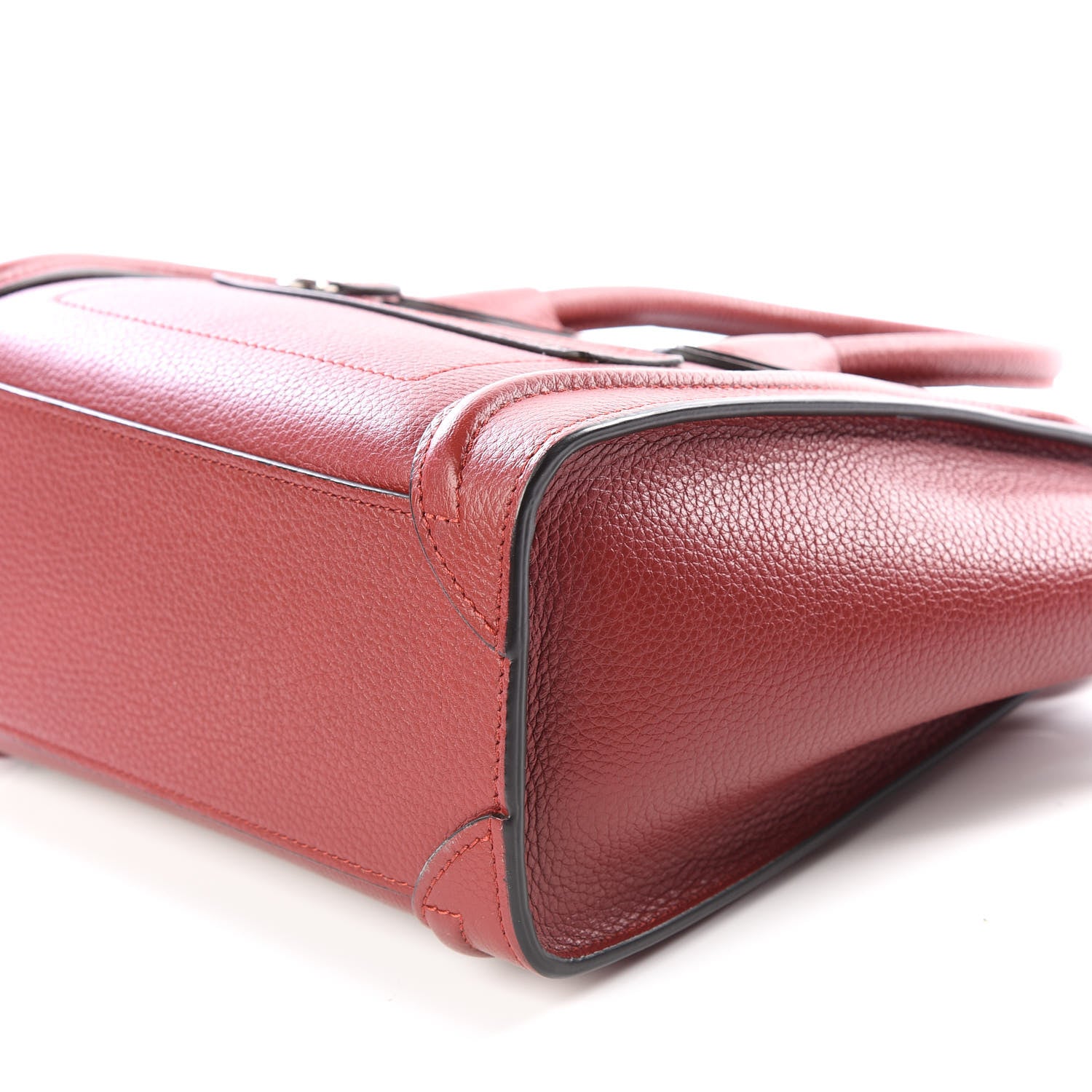 Celine Drummed Calfskin Nano Luggage Merlot 5 of 9
