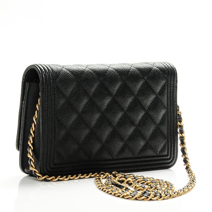 Chanel Caviar Quilted Boy Wallet On Chain WOC Black 3 of 8