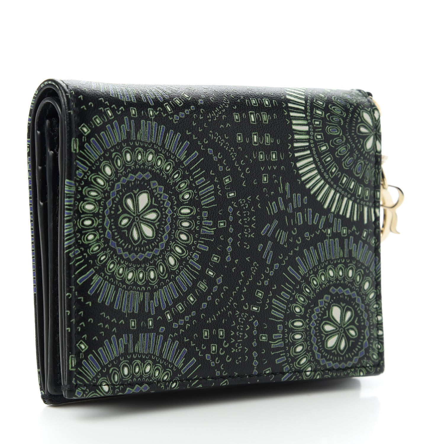 Christian Dior Printed Calfskin Animals Medium Wallet Green Multicolor 3 of 9