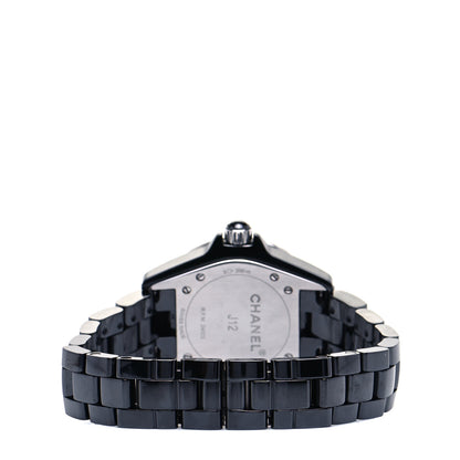 Chanel Stainless Steel Ceramic Diamond 33mm J12 Quartz Watch Black 3 of 5