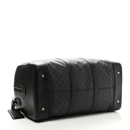Gucci Soft GG Supreme Monogram Appia Calfskin Web Large Carry On Duffle Bag Black Grey 4 of 11