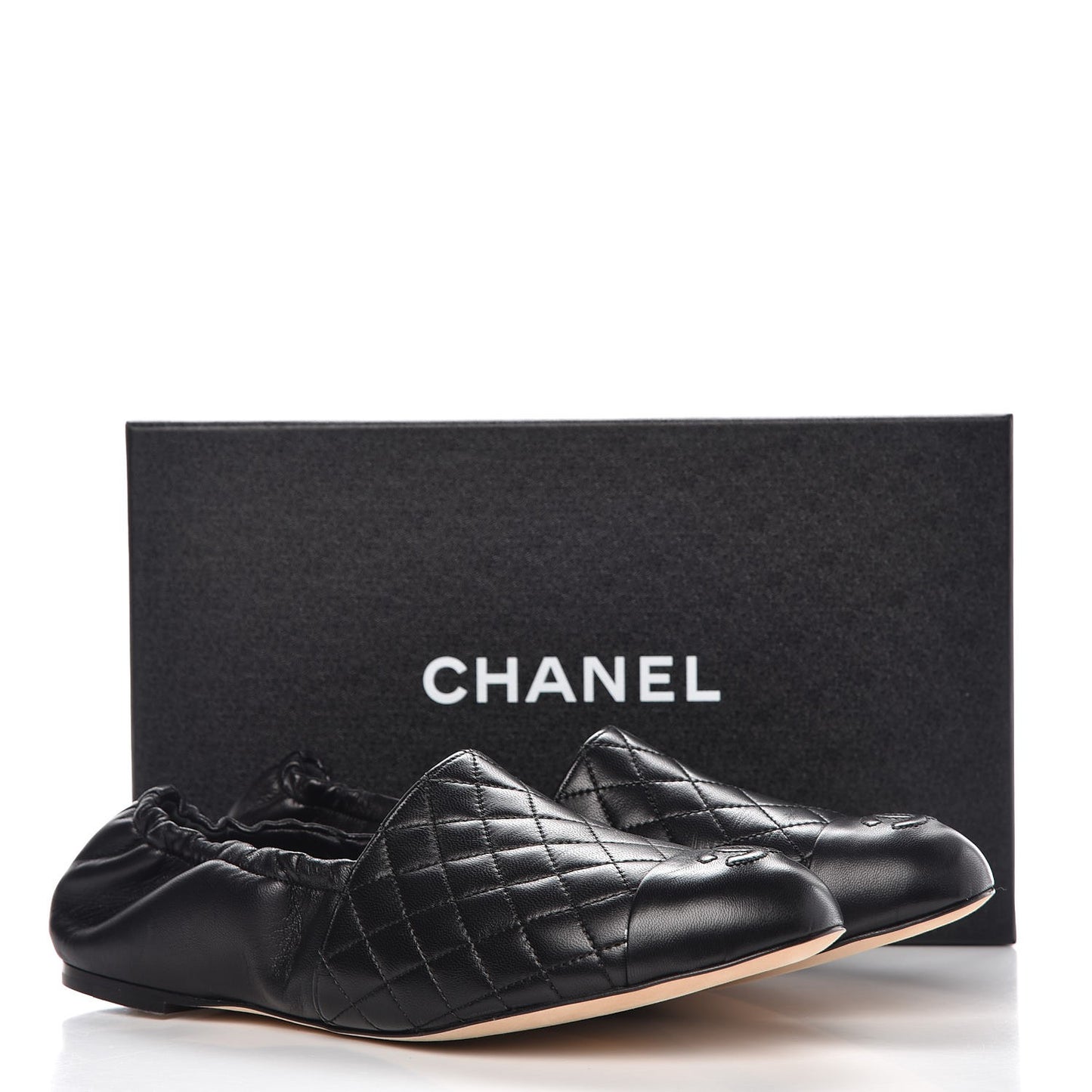 Lambskin Quilted Elastic CC Loafers 40 Black