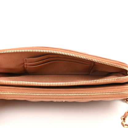 Chanel Lambskin Quilted Small Clutch With Chain Dark Beige 5 of 13