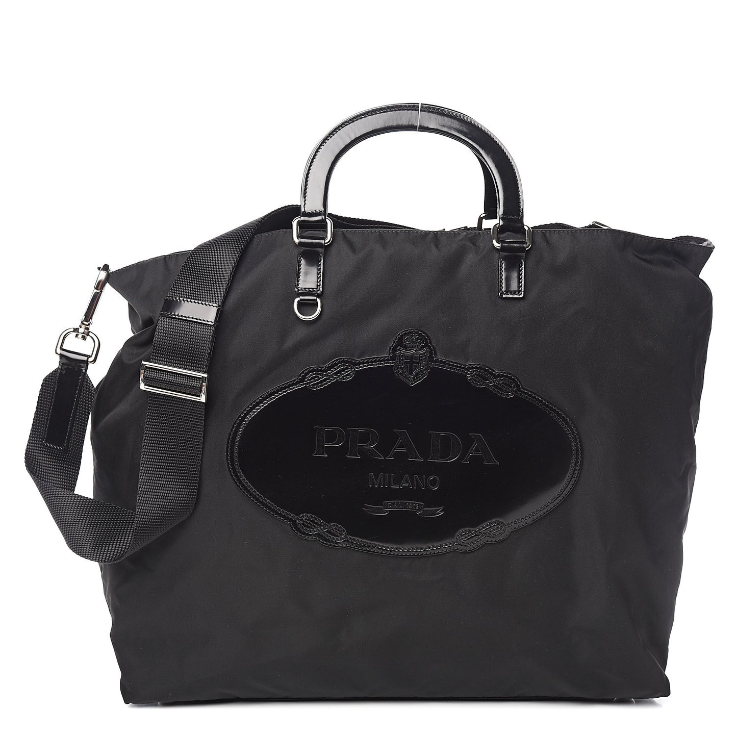 Tessuto Nylon Logo Tote Black