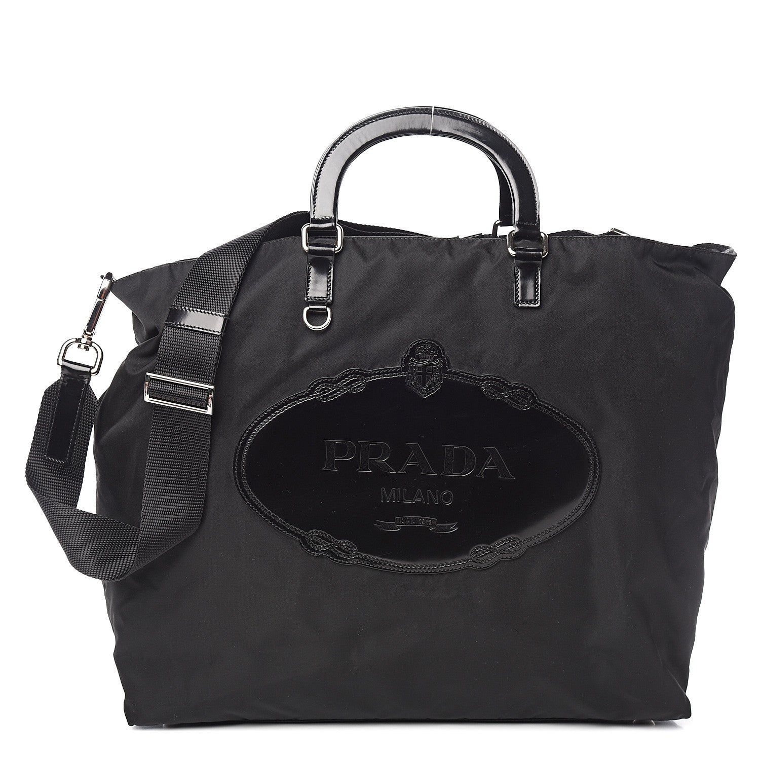 Prada Tessuto Nylon Logo Tote Black 1 of 8