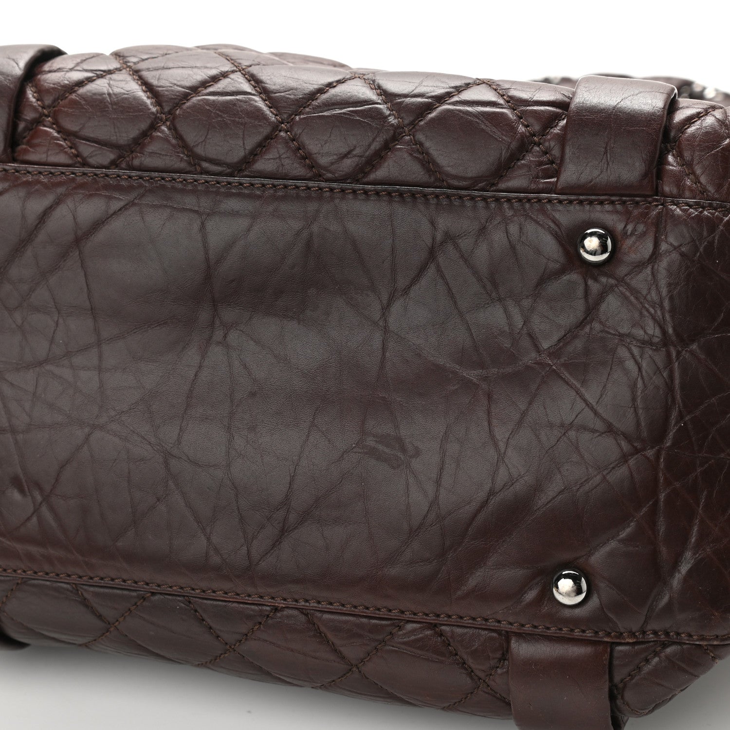 Chanel Distressed Lambskin Vintage Ligne Lady Braid Tote Brown 13 of 14
