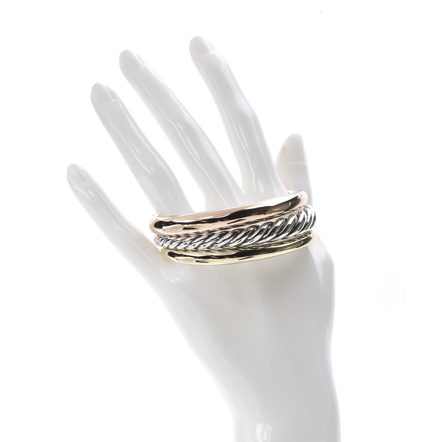 Sterling Silver Bronze Pure Form Three-Row Cuff Bracelet