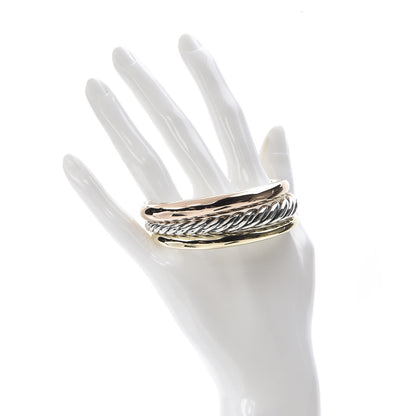 David Yurman Sterling Silver Bronze Pure Form Three-Row Cuff Bracelet 2 of 4