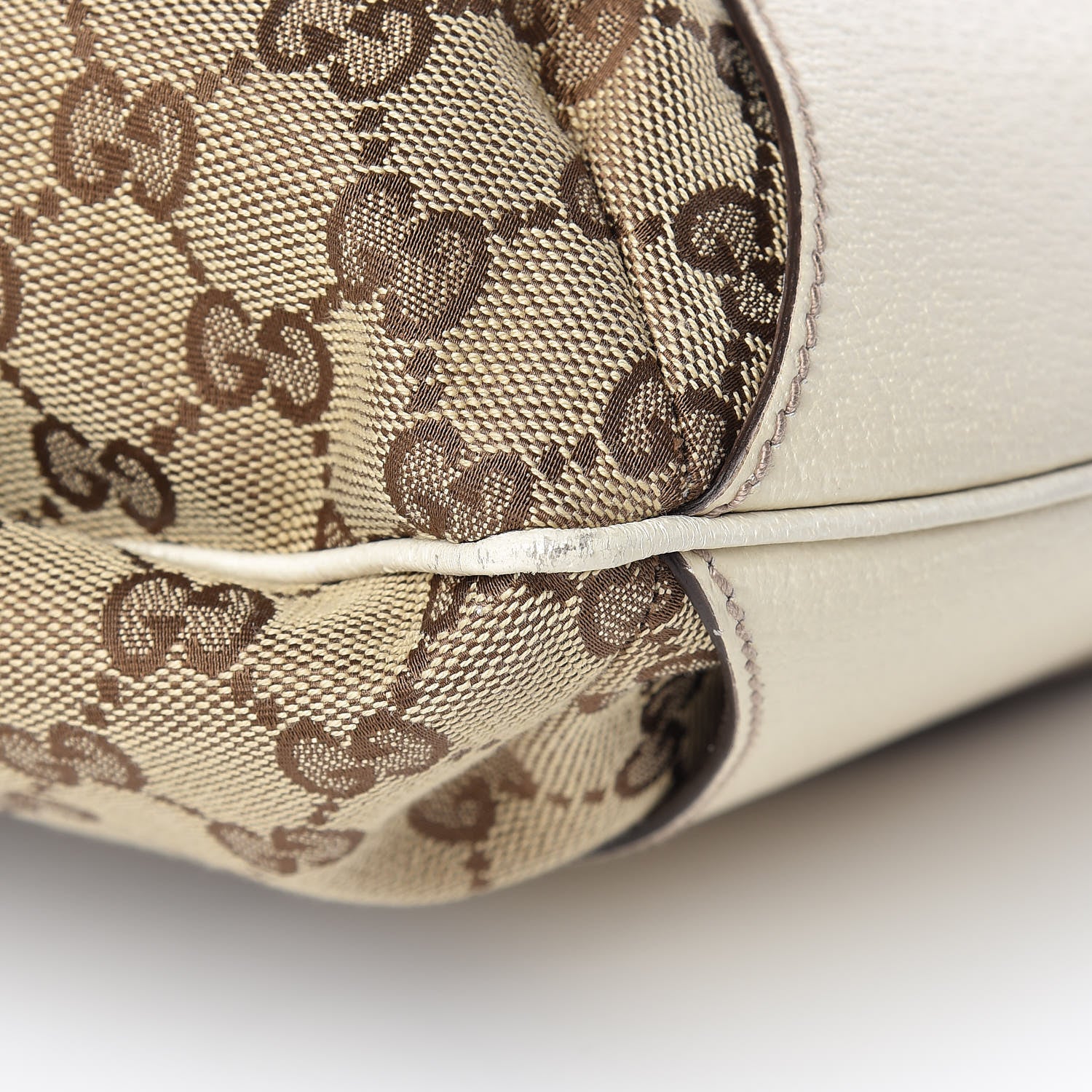 Gucci Monogram Calfskin Horsebit Hobo Off White 11 of 13