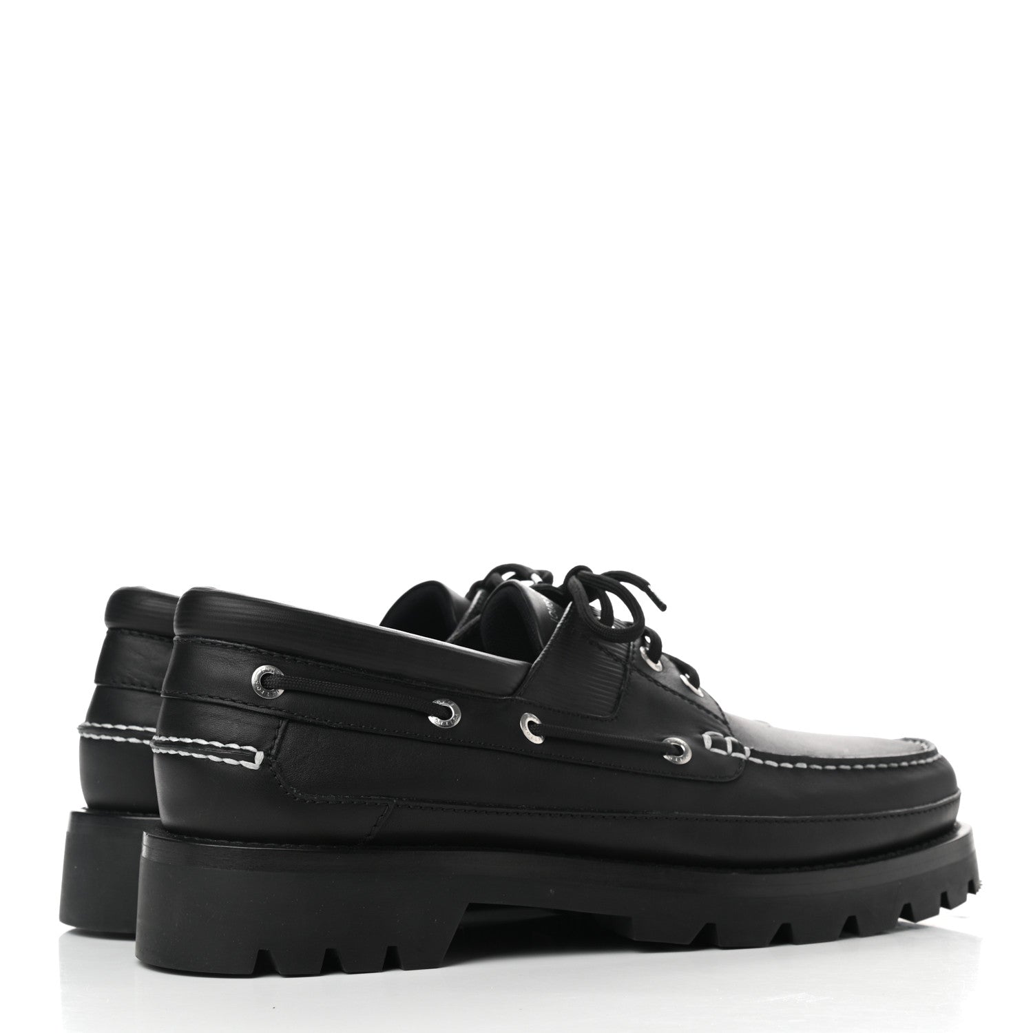 Louis Vuitton Calfskin Mens Summerland Boat Shoes 10 Black 4 of 8