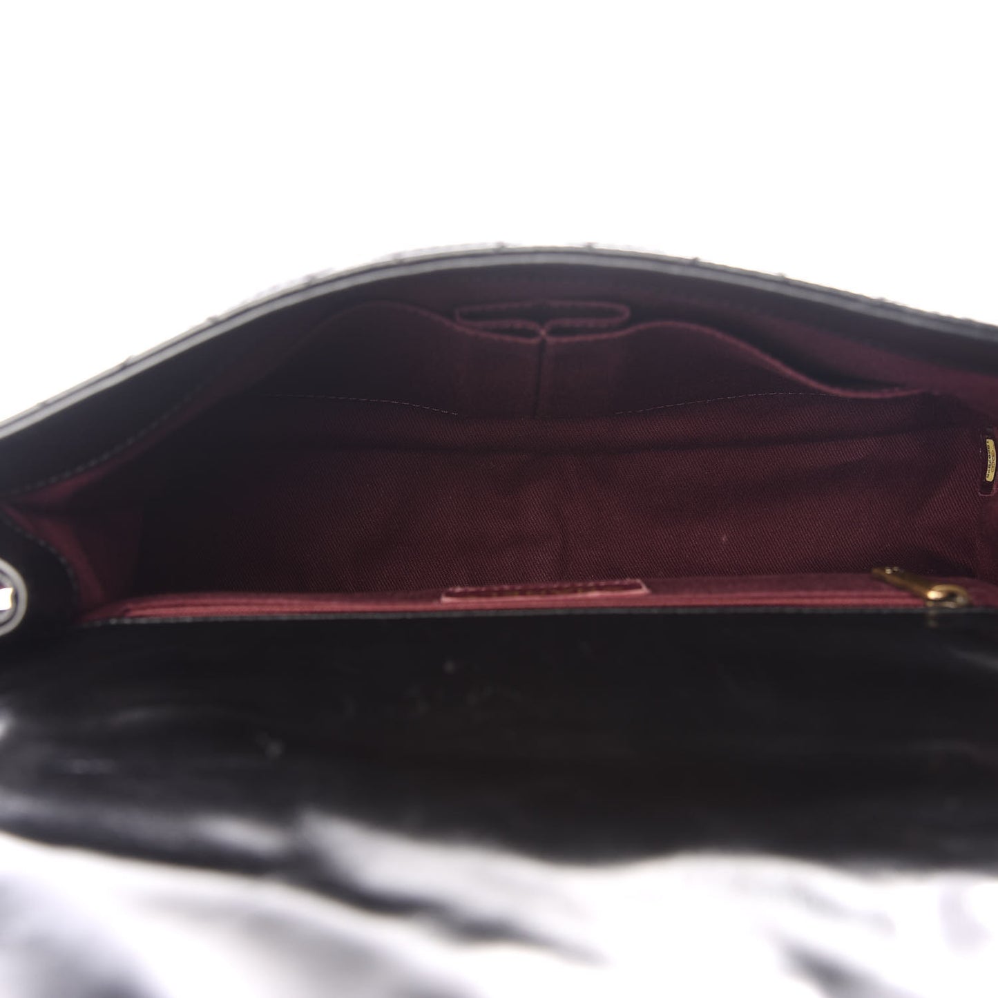 Glazed Calfskin Castle Rock Medium Flap Black