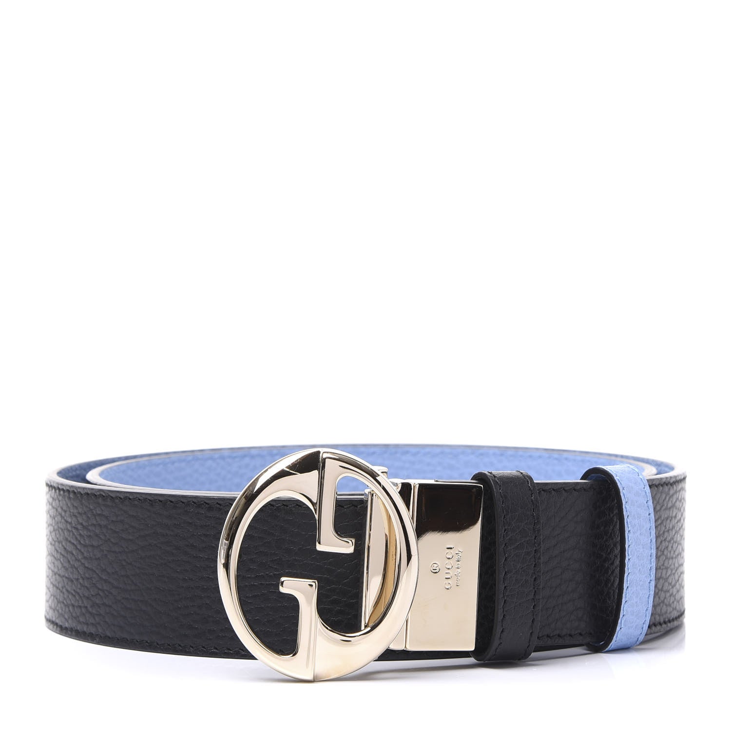 Gucci Dollar Calfskin 1973 Reversible Belt 95 38 Black Mineral Blue 1 of 7