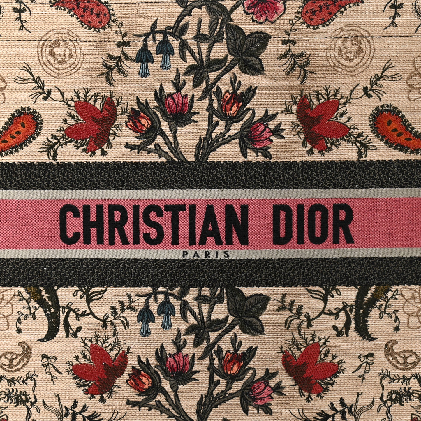 Canvas Embroidered Large Broderie Dior Flowers Book Tote Multicolor