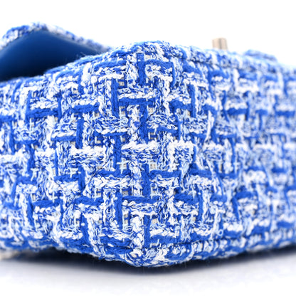 Chanel Tweed Quilted Mini Rectangular Flap Blue White 9 of 11