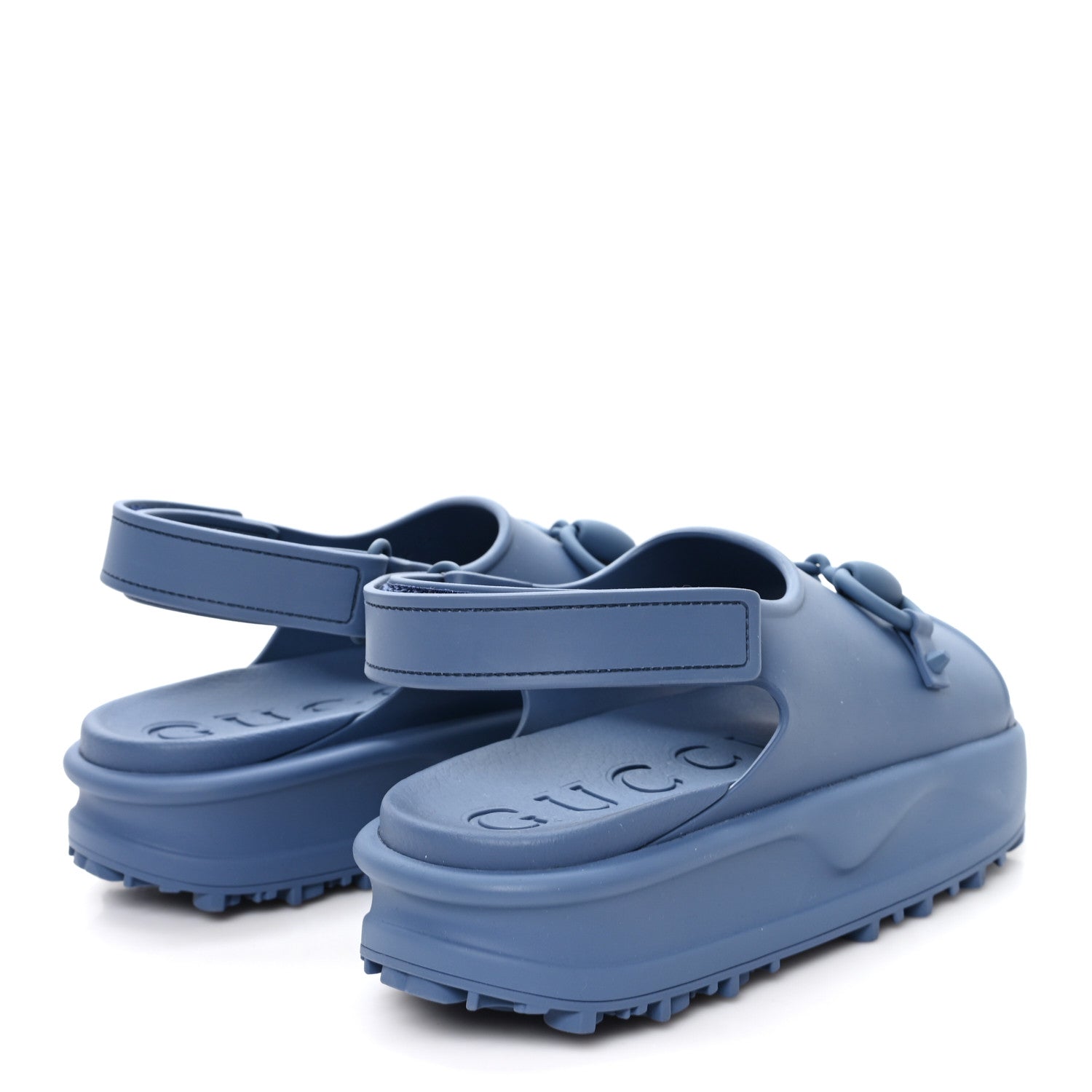 Gucci Soft Rubber Horsebit Mens Platform Slingback Sandals 5