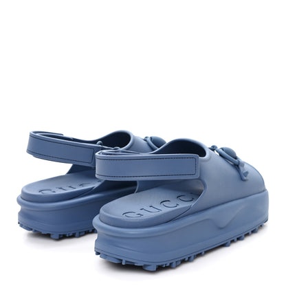 Gucci Soft Rubber Horsebit Mens Platform Slingback Sandals 5 Washed Indigo 5 of 9