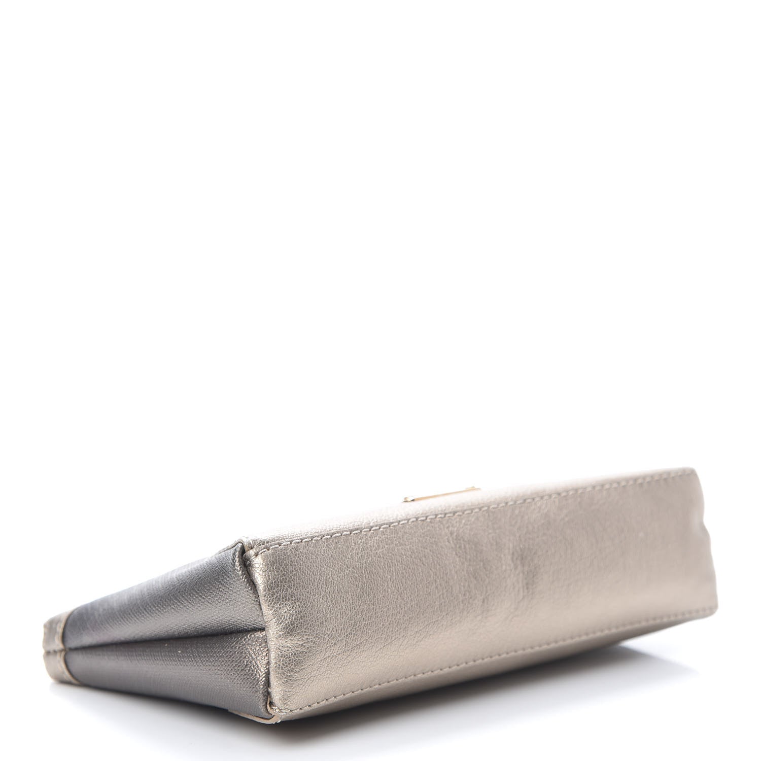 Burberry Calfskin Nude Check Medium Cosmetic Pouch Metallic Nude 4 of 9