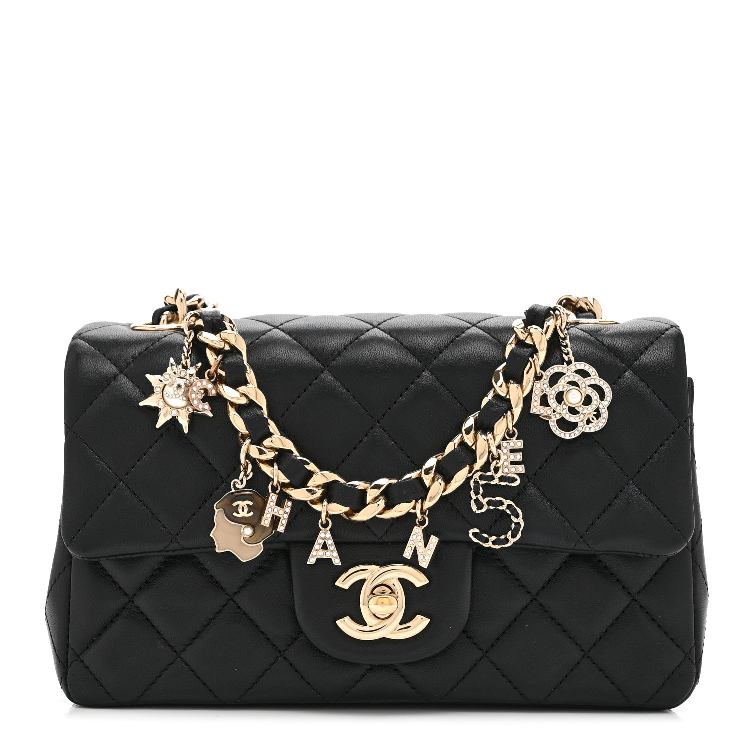 Chanel Lambskin Quilted Mini Coco Charms Rectangular Flap Black 1 of 10