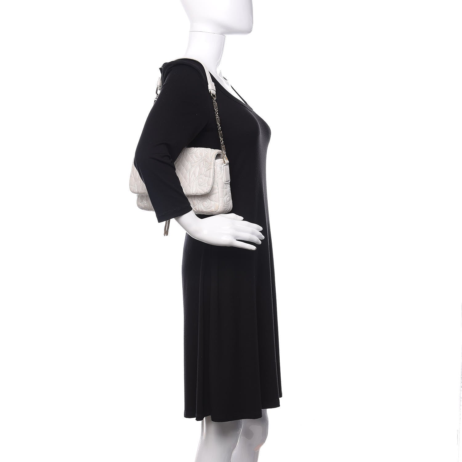 Versace Nappa Barocco Quilted Vanitas Medea Shoulder Bag White 2 of 11