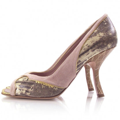 Prada Snakeskin Suede Crocodile Pumps Heels Shoes 39 2 of 8