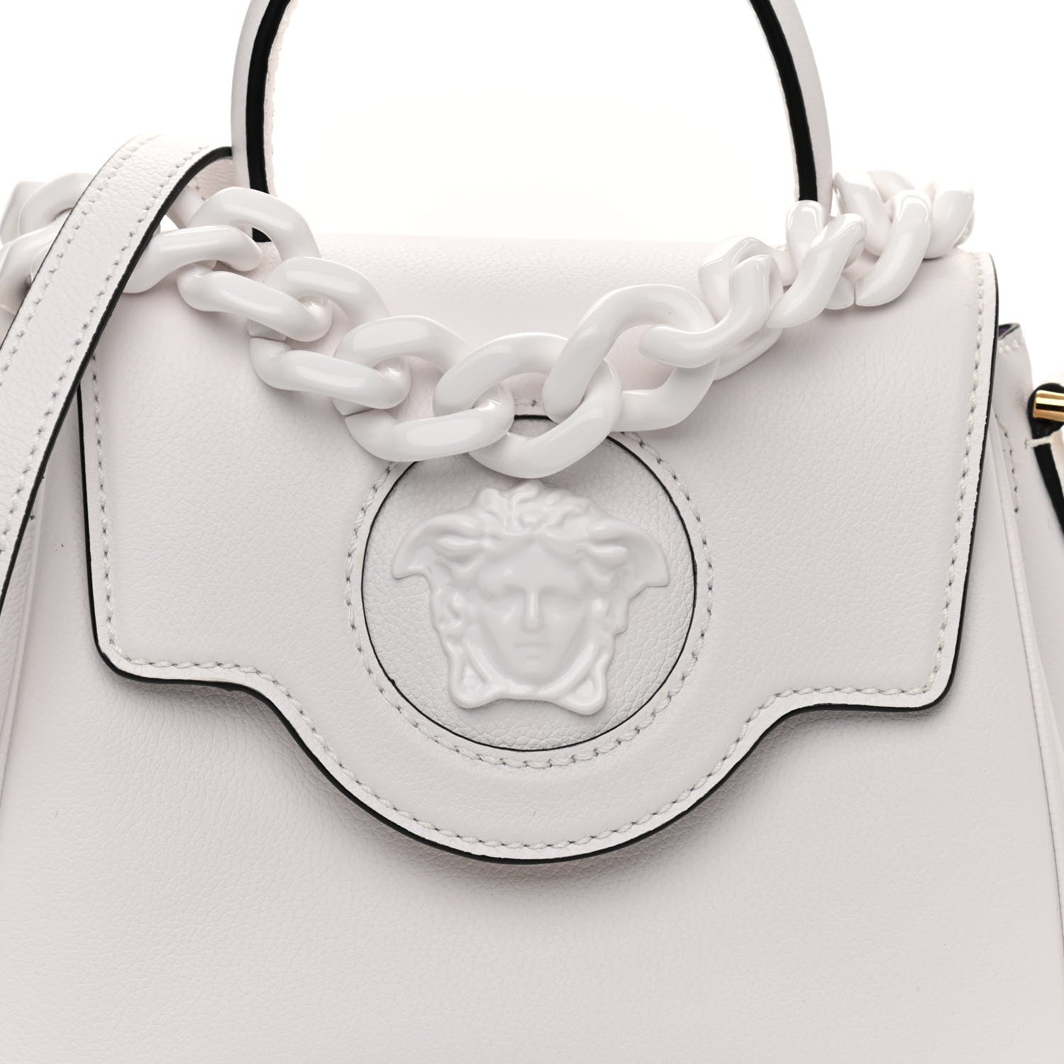 Versace Grained Calfskin Small La Medusa Top Handle Bag White 9 of 9