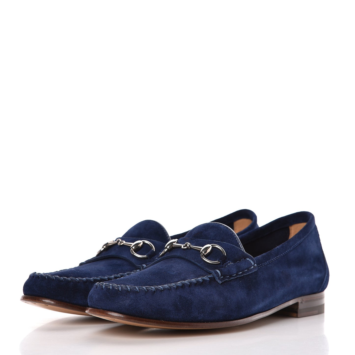 Suede Calfskin Womens 1953 Horsebit Loafers 37.5 Cobalt Blue