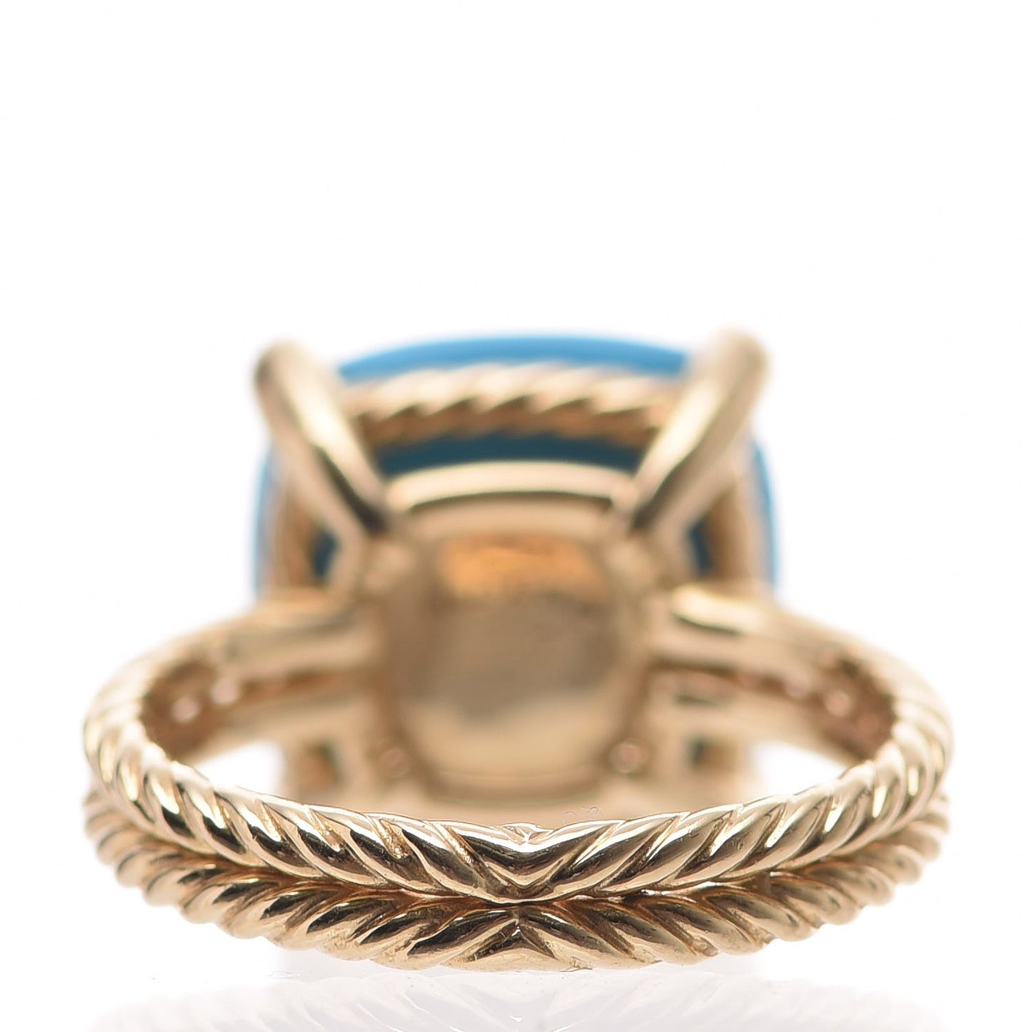 18K Yellow Gold Diamond Turquoise 14mm Chatelaine Ring 57 8